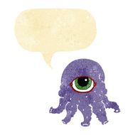 cartoon alien head with speech bubble