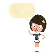 cartoon pretty maid with speech bubble N2