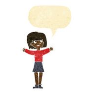 cartoon excited woman with speech bubble N15