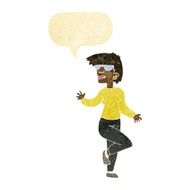 cartoon woman waving with speech bubble N30