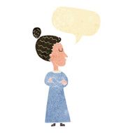 cartoon strict victorian teacher with speech bubble N2