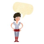 cartoon woman with hands on hips speech bubble N26