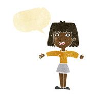 cartoon excited woman with speech bubble N16