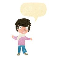 cartoon unhappy boy with speech bubble N6