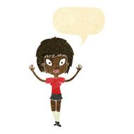 cartoon pretty girl with speech bubble N12