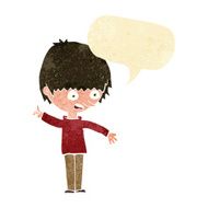 cartoon boy with question speech bubble N4