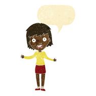 cartoon excited woman with speech bubble N17