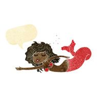 cartoon mermaid with speech bubble N7