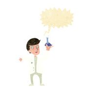 cartoon happy scientist with speech bubble N2