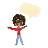 cartoon woman shouting with speech bubble