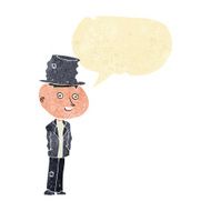 cartoon funny hobo man with speech bubble N2