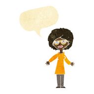 cartoon woman wearing glasses with speech bubble N3