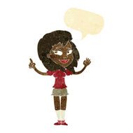 cartoon woman with idea speech bubble N26