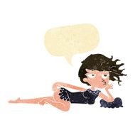 cartoon woman in sexy pose with speech bubble N4
