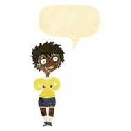 cartoon excited woman with speech bubble N19