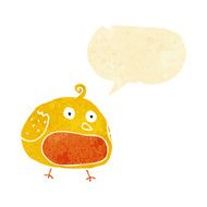 cartoon fat bird with speech bubble N5