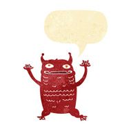 cartoon little monster with speech bubble N5