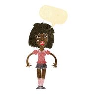 cartoon girl fight with speech bubble