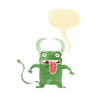 cartoon little devil with speech bubble N4