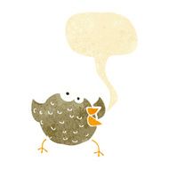 cartoon happy bird with speech bubble N6