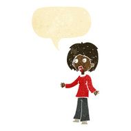 cartoon surprised woman with speech bubble N30