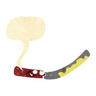 cartoon butter knife with speech bubble