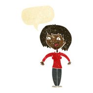 cartoon excited woman with speech bubble N20