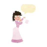 cartoon victorian woman dropping handkerchief with speech bubble N2