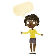 cartoon confused woman with speech bubble N12