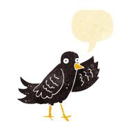 cartoon waving bird with speech bubble N2