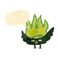 cartoon spooky vampire bat with speech bubble