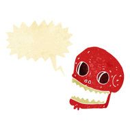 cartoon spooky skull with speech bubble N25