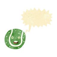 cartoon tennis ball with speech bubble