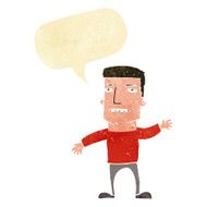 cartoon waving stressed man with speech bubble N2