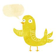 cartoon waving bird with speech bubble N3