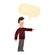 cartoon happy pointing man with speech bubble N4