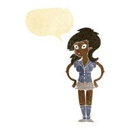 cartoon pretty woman with speech bubble N35