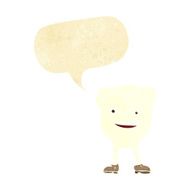 cartoon happy tooth character with speech bubble