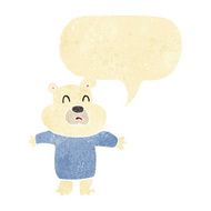 cartoon unhappy polar bear with speech bubble N2