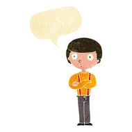 cartoon staring boy with speech bubble N4
