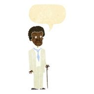 cartoon unhappy gentleman with speech bubble