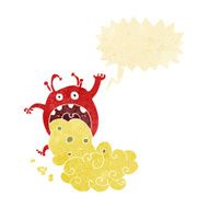 cartoon gross monster being sick with speech bubble N2