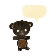 cartoon teddy black bear cub with speech bubble