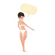 cartoon woman in bikini with speech bubble N8