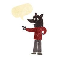 cartoon wolf man pointing with speech bubble N2