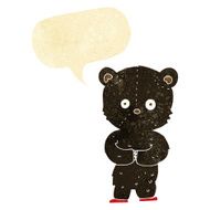 cartoon teddy black bear cub with speech bubble N2