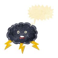 cartoon cloud and lightning bolt symbol with speech bubble