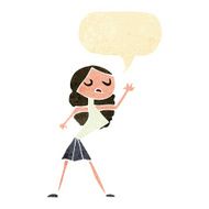 cartoon woman dancing with speech bubble N4