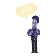 cartoon happy vampire with speech bubble N2