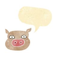 cartoon pig face with speech bubble